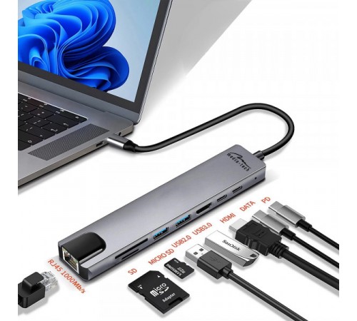 USB-хаб Media-Tech USB Type-C 8-в-1 (MT5046)
