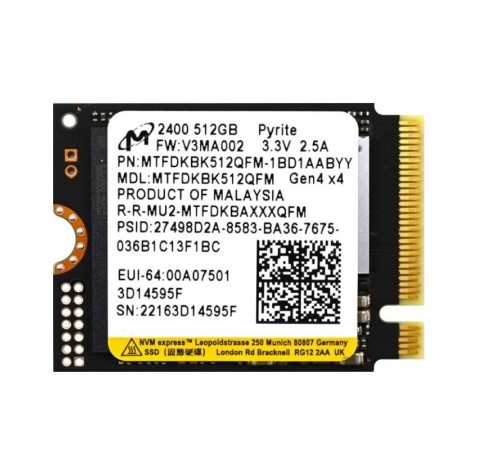 Накопичувач SSD 512GB Micron M.2 2230 PCIe 4.0 x4 3D QLC (MTFDKBK512QFM)