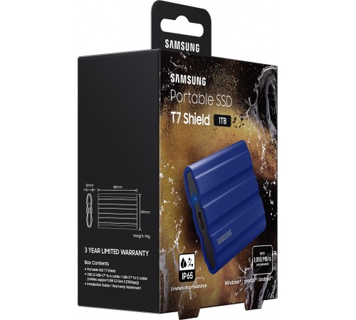 Накопичувач зовнішній SSD 2.5" USB 1.0TB Samsung T7 Shield Blue (MU-PE1T0R/EU)