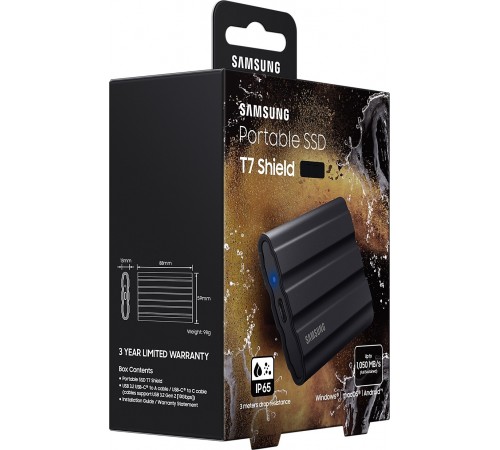 Накопичувач зовнішній SSD 2.5" USB 2.0TB Samsung T7 Shield Black (MU-PE2T0S/WW)