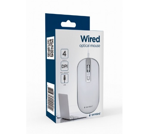 Миша Gembird MUS-4B-06-WS White/Silver