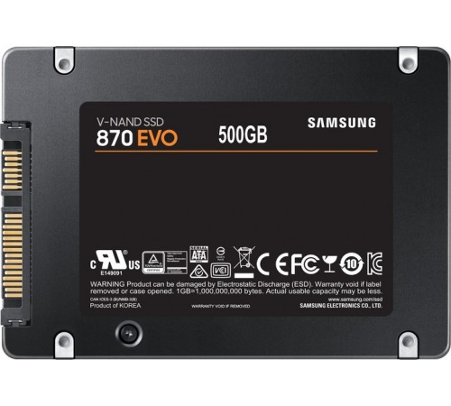 Накопичувач SSD 500GB Samsung 870 EVO 2.5" SATAIII MLC (MZ-77E500B/EU)