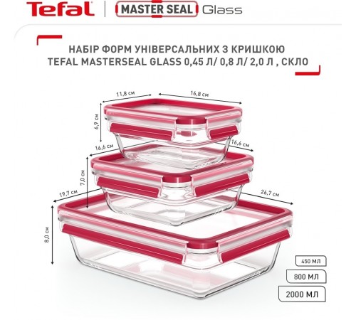 Набір контейнерів Tefal Master Seal 3 шт (N1050910) Набір контейнерів Tefal Master Seal 3 шт (N1050910)