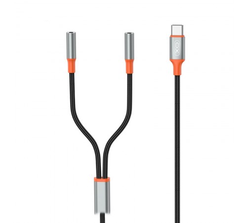 Кабель XO AUX 2х3.5 мм - USB Type-C (F/M), 1 м, Black (NB-R269B.black)