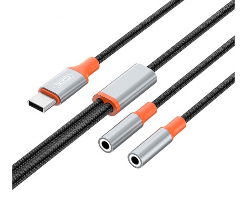 Кабель XO AUX 2х3.5 мм - USB Type-C (F/M), 1 м, Black (NB-R269B.black)