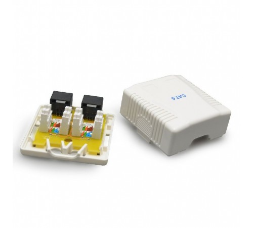 Розетка Cablexpert (NCAC-2F6-01) RJ-45, Cat6, зовнішня, біла