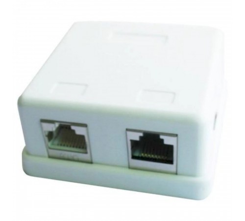 Розетка Cablexpert (NCAC-HS-SMB2) 2хRJ-45, Cat5Е, зовнішня, біла