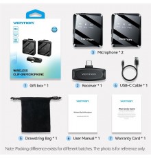 Мікрофон Vention USB Type-C 2-Pack Wireless Lavalier Black (NCBB0)