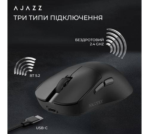 Миша бездротова Ajazz x Nacodex NJ08 MC Black (NJ08-MC-B)