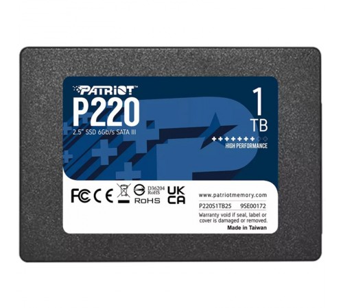Накопичувач SSD 1TB Patriot P220 2.5" SATAIII TLC (P220S1TB25)