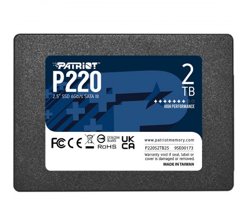 Накопичувач SSD 2TB Patriot P220 2.5" SATAIII TLC (P220S2TB25)
