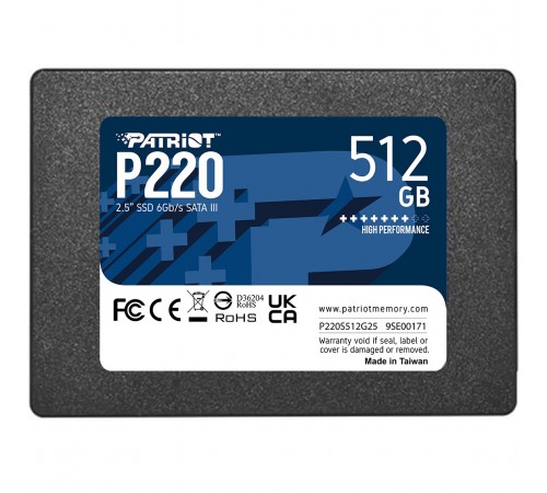 Накопичувач SSD 512GB Patriot P220 2.5" SATAIII TLC (P220S512G25)