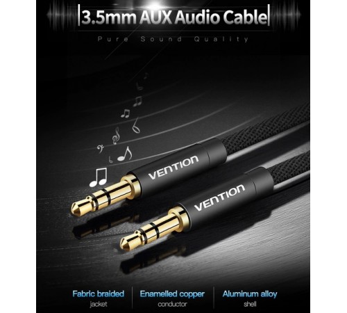 Кабель Vention 3.5 мм - 3.5 мм (M/M), 0.5 м, Black (P350AC050-B-M)