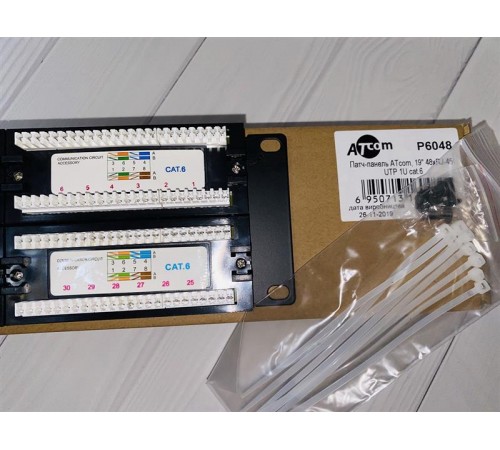 Патч-панель ATcom P6048 19" 48хRJ-45 UTP 2U cat.6 Патч-панель ATcom P6048 19" 48хRJ-45 UTP 2U cat.6
