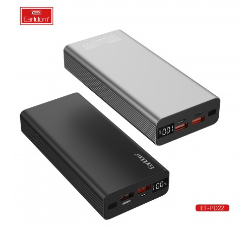 Універсальна мобільна батарея Earldom ET-PD22 20000mAh Black (PB-000122)