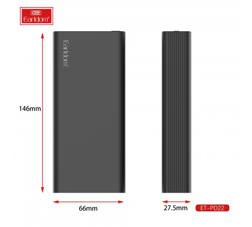 Універсальна мобільна батарея Earldom ET-PD22 20000mAh Black (PB-000122)