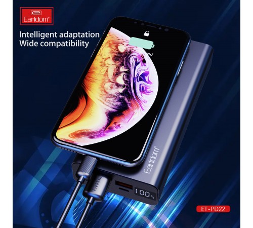 Універсальна мобільна батарея Earldom ET-PD22 20000mAh Black (PB-000122)