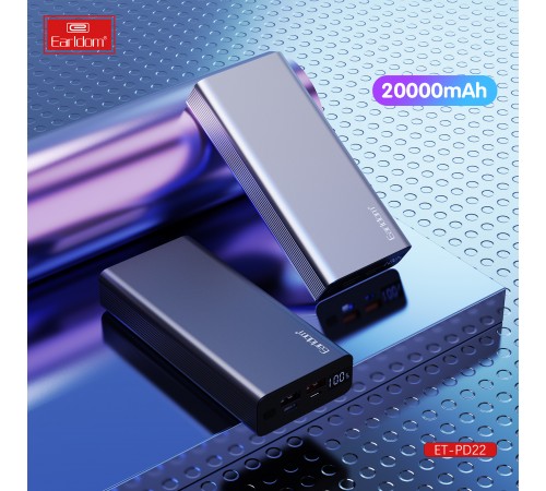 Універсальна мобільна батарея Earldom ET-PD22 20000mAh Black (PB-000122)