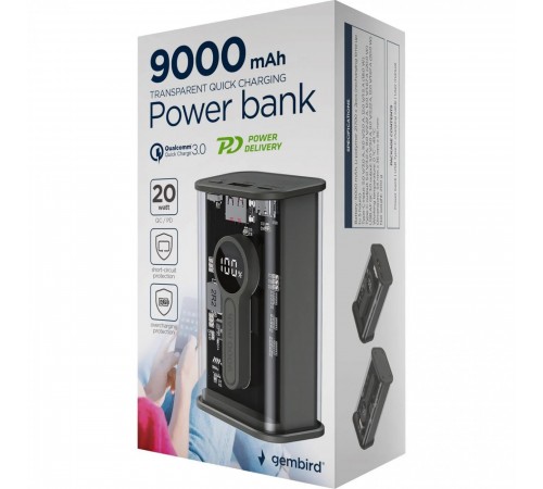 Універсальна мобільна батарея Gembird 9000mAh Black (PB09-TQC3-01)