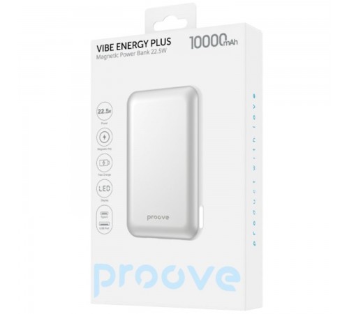 Універсальна мобільна батарея Proove Vibe Energy Plus 22.5W 10000mAh White/Gold (PBVE15012202)