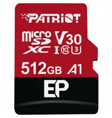 Карта пам`ятi MicroSDXC 512GB UHS-I/U3 Class 10 Patriot EP A1 R90/W80MB/s + SD-adapter (PEF512GEP31MCX)