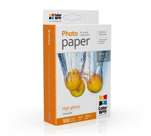 Фотопапір CW глянцевий 260г/м2 10х15см 100арк (PG2601004R)