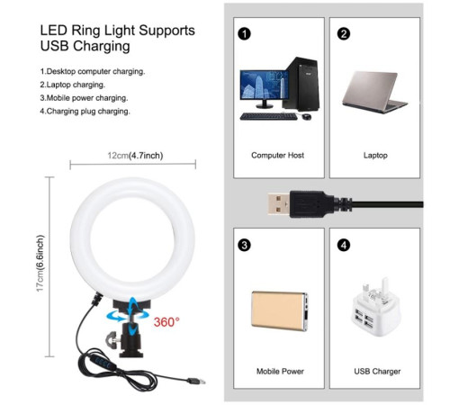 Комплект блогера Puluz PKT3028 4в1 (кільцеве світло, штативне кріплення, тримач для телефону, мікрофон)