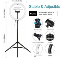 Кільцева LED-лампа Puluz PKT3061B 11.8"+ штатив 1.65 м (PKT3061B)