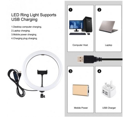 Кільцева LED-лампа Puluz PKT3061B 11.8"+ штатив 1.65 м (PKT3061B)