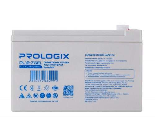 Акумуляторна батарея Prologix 12V 7AH (PL12-7GEL) GEL
