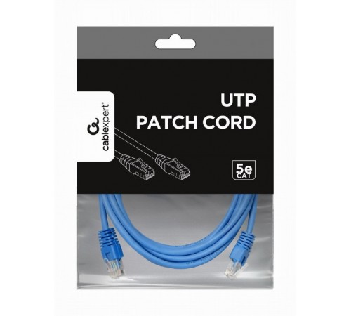 Патч-корд UTP Cablexpert (PP12-3M/B) cat.5Е, литий, 50u штекер із засувкою, 3м, синій