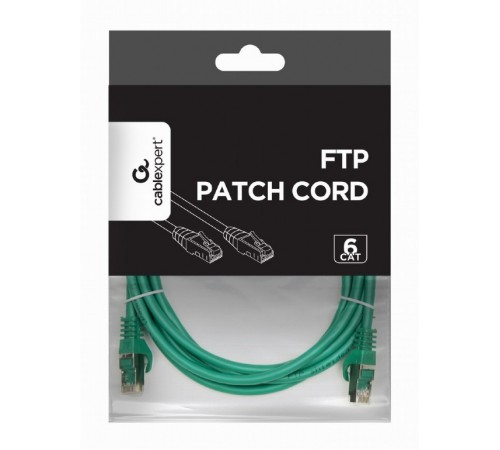 Патч-корд Cablexpert (PP6-3M/G) FTP, cat.6, літий, 50u "штекер із засувкою, 3 м, зелений