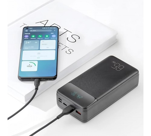 Універсальна мобільна батарея XO PR201 PD 65W QC 3.0 30000mAh Black