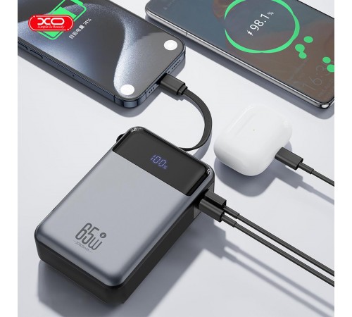 Універсальна мобільна батарея XO PR267 PD 65W 20000mAh Grey