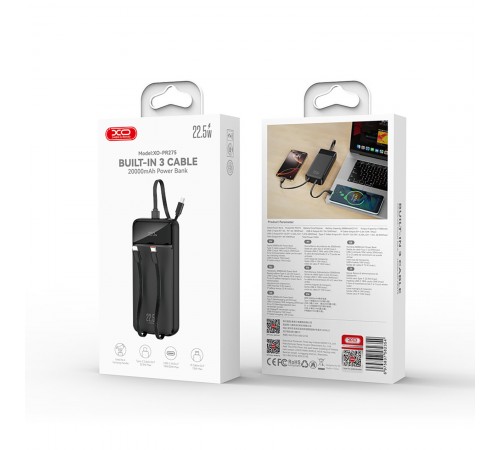 Універсальна мобільна батарея XO PR275 20000mAh 22.5W Black
