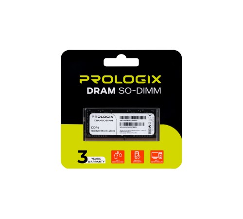 Модуль пам`ятi SO-DIMM DDR4 16GB/3200 Prologix (PRO16GB3200D4S)