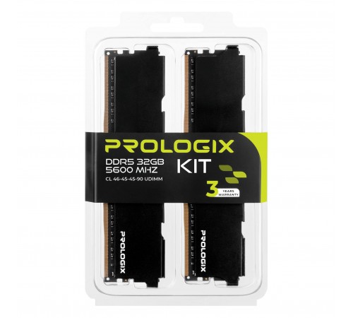 Модуль пам`ятi DDR5 2x16GB/5600 Prologix Black (PRO32GB5600B5K)