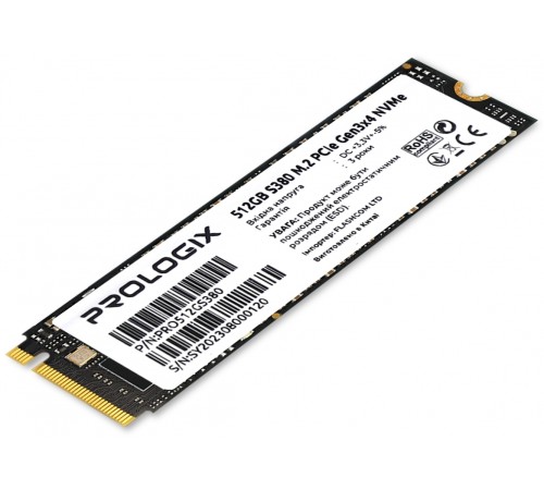 Накопичувач SSD 512GB Prologix S380 M.2 2280 PCIe 3.0 x4 NVMe 3D TLC (PRO512GS380)_Bulk