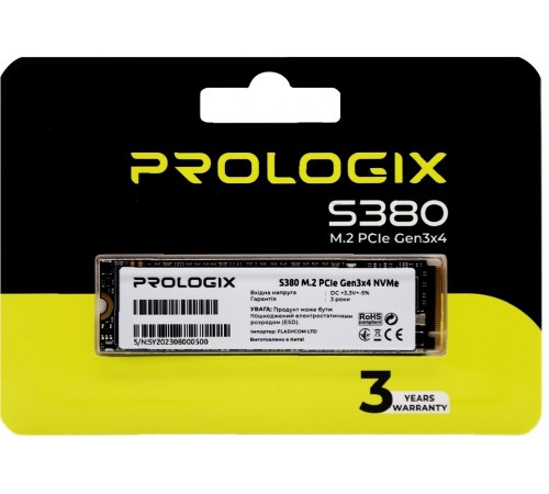 Накопичувач SSD 512GB Prologix S380 M.2 2280 PCIe 3.0 x4 NVMe 3D TLC (PRO512GS380)_Bulk