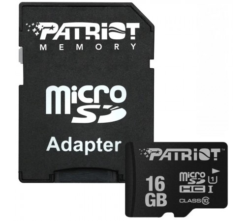 Карта пам`ятi MicroSDHC 16GB UHS-I Class 10 Patriot LX + SD-adapter (PSF16GMCSDHC10)