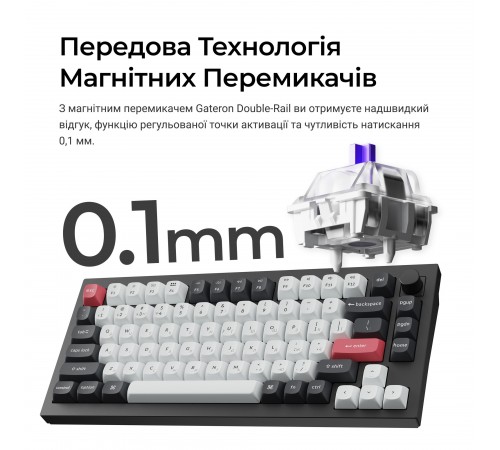Клавіатура бездротова Keychron Q1 HE Magnetic Switch Black RGB (Q1H-M1-UA)