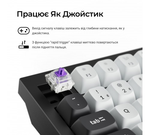 Клавіатура бездротова Keychron Q1 HE Magnetic Switch Black RGB (Q1H-M1-UA)