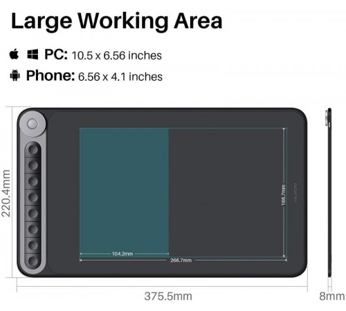 Графічний планшет Huion Inspiroy Dial Q620M + рукавичка