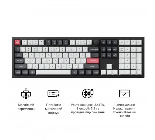 Клавіатура бездротова Keychron Q6 HE Magnetic Switch Black RGB (Q6H-M1-UA)