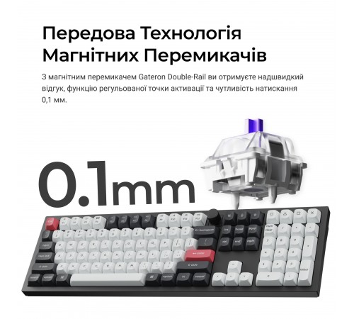 Клавіатура бездротова Keychron Q6 HE Magnetic Switch Black RGB (Q6H-M1-UA)