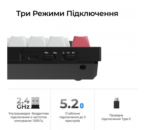 Клавіатура бездротова Keychron Q6 HE Magnetic Switch Black RGB (Q6H-M1-UA)