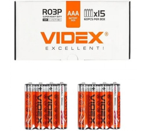 Батарейка Videx Super Heavy Duty Shrink AAA/R3 60шт Батарейка Videx Super Heavy Duty Shrink AAA/R3 60шт