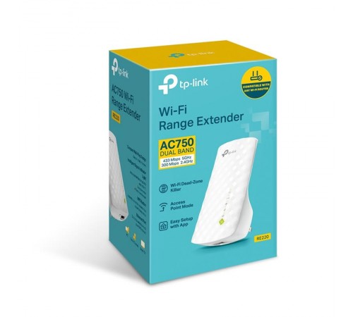 Бездротовий повторювач/розширювач WiFi сигналу TP-Link RE220 Бездротовий повторювач/розширювач WiFi сигналу TP-Link RE220