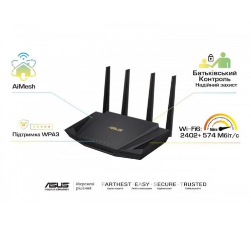 Бездротовий маршрутизатор Asus RT-AX58U V2 (90IG06Q0-MO3B00)