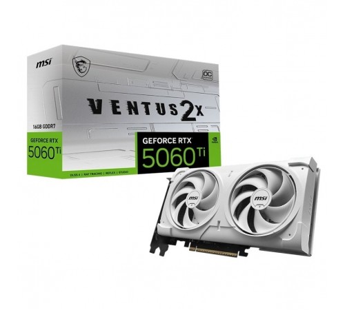 Відеокарта GF RTX 5060 Ti 16GB GDDR7 Ventus 2X OC White Plus MSI (GeForce RTX 5060 Ti 16G VENTUS 2X OC WHITE PLUS)